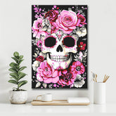 Malen nach Zahlen Totenkopf mit Rosen